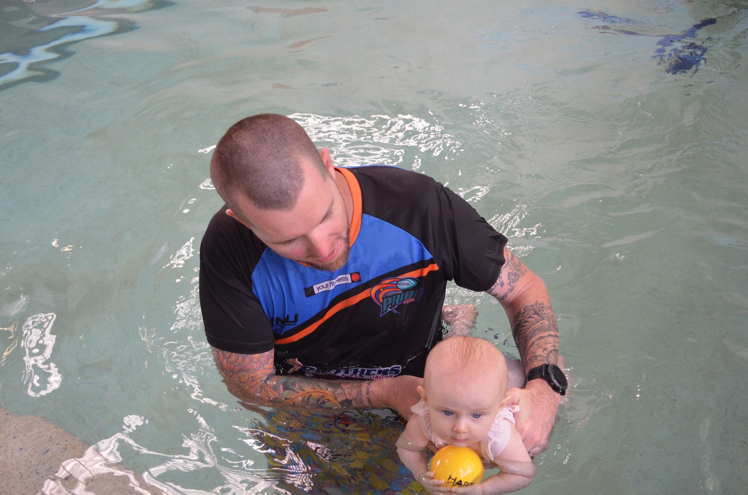 Toddler building confidence in an Octopus class